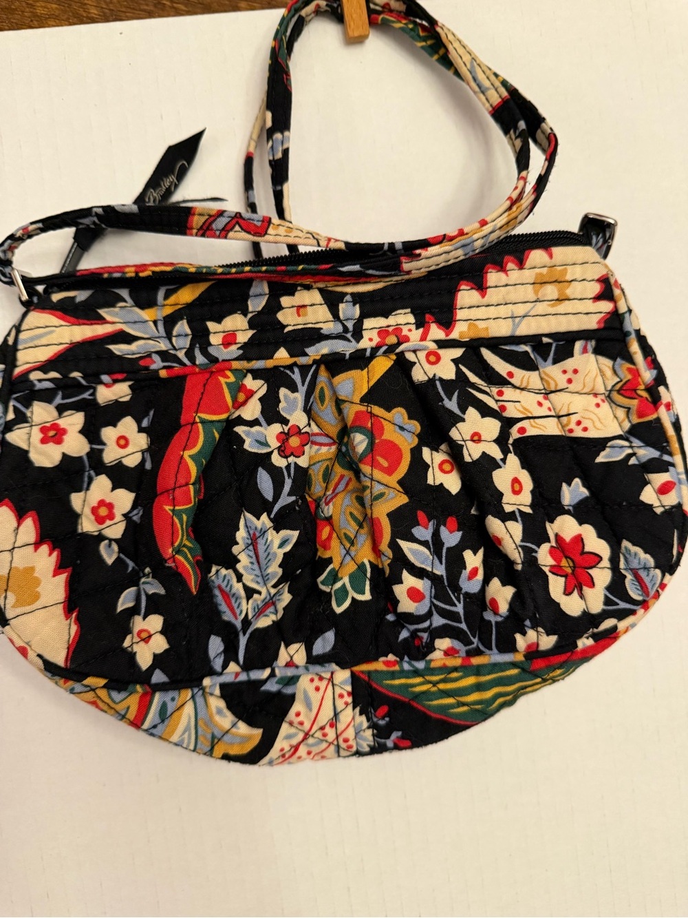 Vera Bradley Black Quilted Floral Crossbody with Multicolor Blooms